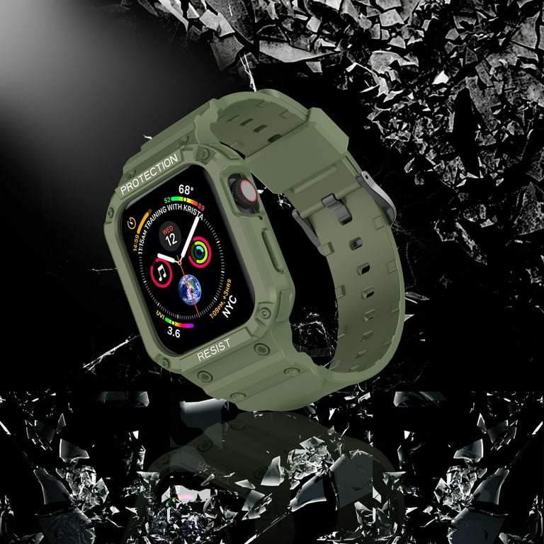 Rugged Case with Band for Apple Watch 38mm 40mm 41mm Bumper Hybrid Heavy Duty Shockproof Case Sport Band Wristband for iWatch Series 9 8 7 SE 6 5 4 3