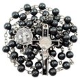 thumbnail image 1 of TALISMAN4U CATHOLIC ROSARY NECKLACE Black Hematite Beads Saint Benedict Medal & Cross Crucifix in Gift Box, 1 of 4