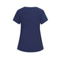 thumbnail image 4 of TKLPEHG Scrubs Tops for Women Comfy Nursing Uniform Tshirt with Pocket Comfy Solid Color Loose Fit Short Sleeve Top Regular V-Neck Casual Blouses (Dark Blue,L), 4 of 5