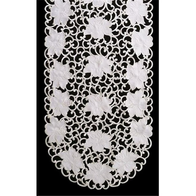 Sinobrite H7292 Cream Rose Round Doily- 24 in.