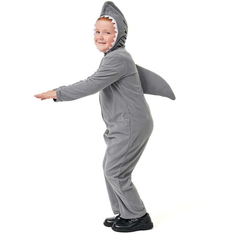 Shark Costume Kids Grey Hooded Jumpsuit Shark Costume Kids Grey Hooded Jumpsuit