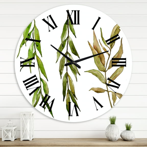 Designart 'Three Willow Branches' Farmhouse Wall Clock
