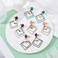 thumbnail image 5 of 1set 4 Pairs 4 Colors Alloy Dangle Stud Earrings Rhombus Golden Mixed Color 49x34mm 1pair/color, 5 of 5