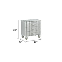 Newboti Furniture Landmark Traditional Style 3-Drawer Night stand With metal drawer pulls Made with Wood in Silver 15269