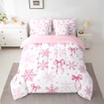 thumbnail image 2 of Homewish Ribbow Bow Tie 7-Piece Twin Bedding Sets,Cute Snowfalke Bedding Comforter Set,Pink White Sheet Sets For Girls Kids,Ultra Soft Home Decor Reversible, 2 of 8