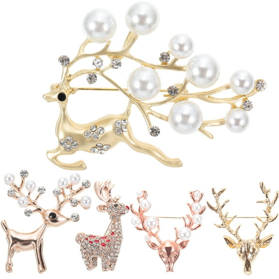 HONITANO Brooches Women Clothes Reindeer Design Christmas 5Pcs 1.8Inx1In