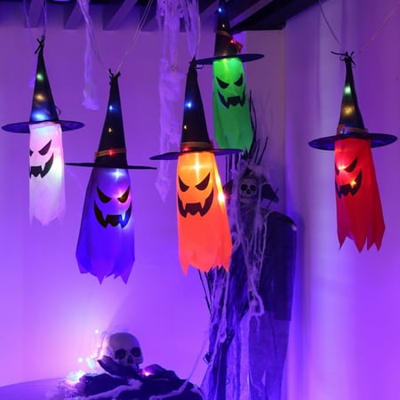 

Saving! AiYqZypa 5 Pcs Halloween Witch Hat String Lights Colored LED Lights Halloween Glowing Decoration for Yard Tree Garden Party Decor