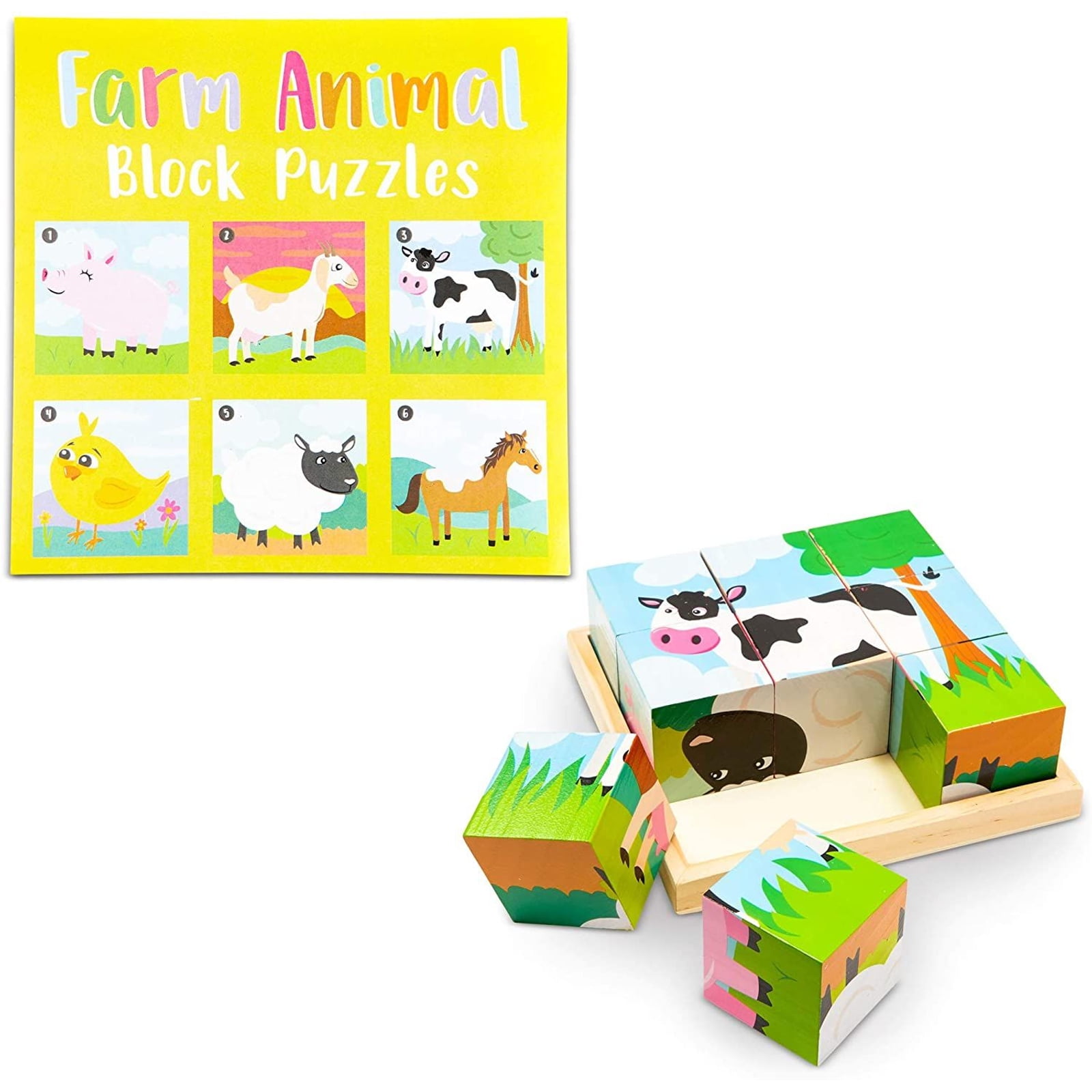 2 Set Wooden Traffic & Farm Animals Peg Puzzle Jigsaw Preschool Learning Toy 