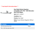 thumbnail image 2 of Rear Right Window Regulator - Compatible with 1996 - 2003 Mercedes-Benz E320 Wagon 1997 1998 1999 2000 2001 2002, 2 of 2