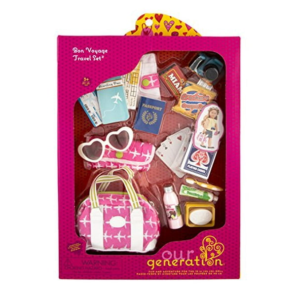 Vacation Travel Bag with Accessories for 18 Inch Dolls Bon
