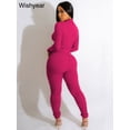 thumbnail image 4 of Monos ajustados de manga larga con cuello alto y cremallera lisa acanalados informales de otoño para mujer, ropa tipo leggings, pantalones, conjuntos de una pieza nuevos, 4 of 5