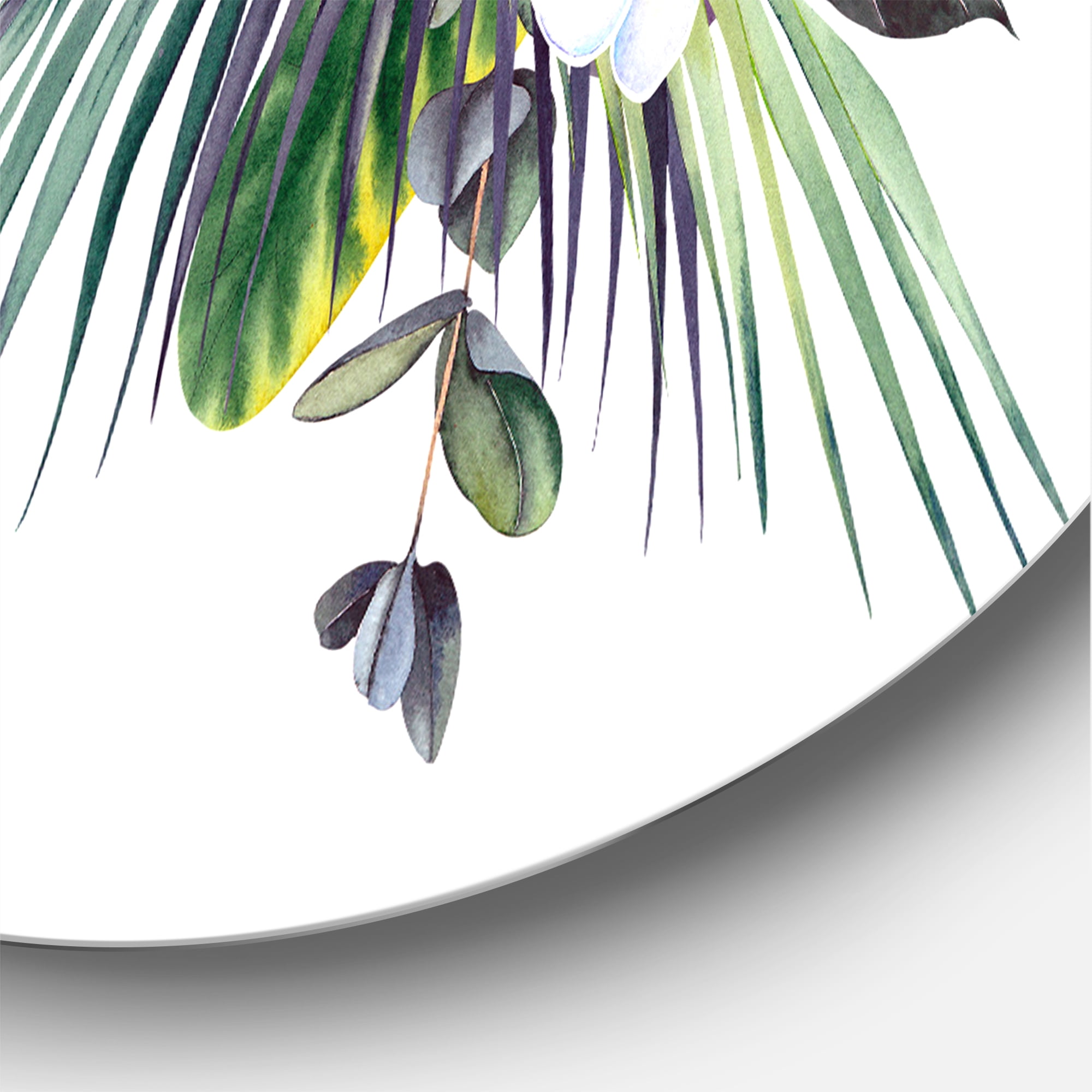 Designart 'Plumeria Frangipani Flowers With Tropical Bouquets' Traditional Circle Metal Wall Art 36x36 - Disc of 36