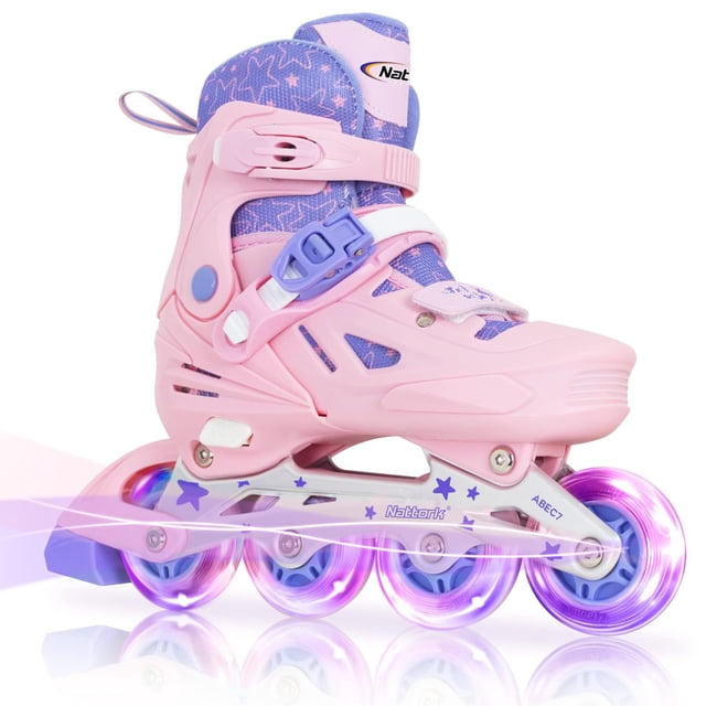 Patines en línea Nattork ajustables con ruedas luminosas para niños