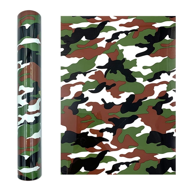 Xihbxyly Vinilo de Transferencia Térmica de Camuflaje, Material de Poliuretano Ecológico, Diseño de Ropa Diy, Fácil de Cortar para Camisetas y Bolsos, Apto para Prensas Térmicas y Planchas, Rollo de