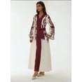 thumbnail image 3 of Embroidered Long Sleeve Maxi Dress with Belt, 3 of 7