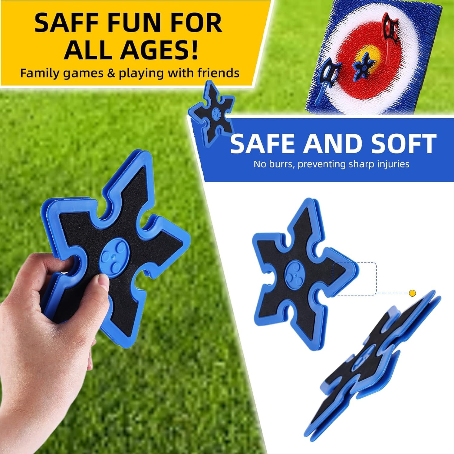 8 Pcs Throwing Stars for Bristle Throwing Targe, Plastic Training Kit with 8 Throwing Stars, Backyard Game Accessories for Indoor and Outdoor Family Entertainment
