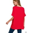 thumbnail image 3 of Zenana Women's V Neck Woven Airflow Dolman Short Sleeve Hi-Low Blouse Top, 3 of 6