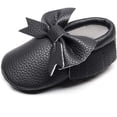 thumbnail image 2 of Double Bow Fringe Baby Moccasins - Soft Sole Baby Shoes Girls Toddler Crib Flats, 2 of 5