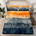 thumbnail image 2 of Homewish Gray Orange Deepblue Twin Sheet Sets,Modern Ink Painting Twin Fitted Sheet,Abstract Splatter Ink Flat Sheet For Adults,Luxury Bedroom Decor,3 Pieces, 2 of 7