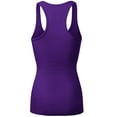 thumbnail image 4 of Women & Plus Solid Ribbed Knit Stretch Workout Racerback Tank Top (4PK: NAVY/RED/PURPLE/KELLY GREEN, 2X), 4 of 5