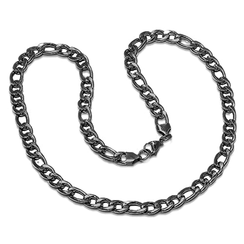 Black chain link necklace discount