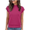 thumbnail image 3 of Horkkom Turtleneck Tops for Women Summer Solid Color Short Sleeve Tops Casual Work Dress Shirts XL, 3 of 6