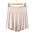thumbnail image 4 of AherBiu Pajamas Shorts for Women Ruffle Wide Leg High Waisted Soft Comfy Sleepwear Bottom Shorts, 4 of 4