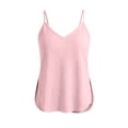 thumbnail image 6 of Women's Side Slit Textured Camisole Summer Petite V-Neck Sleeveless Tank Top Airy Adjustable Strap Beach Travel Tops Pink, 6 of 7