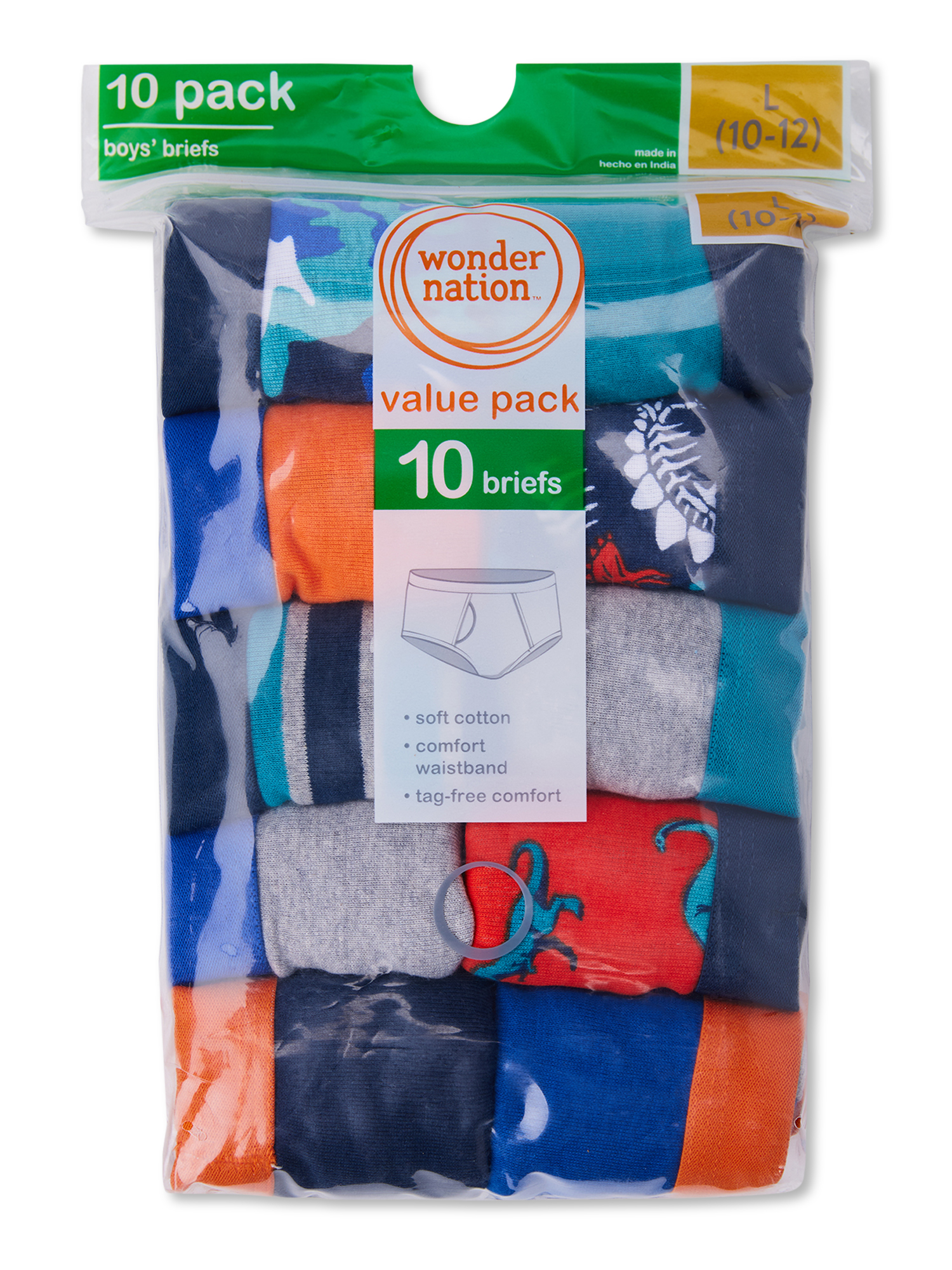 Wonder Nation Boys' Brief Underwear, 10-Pack photo 2