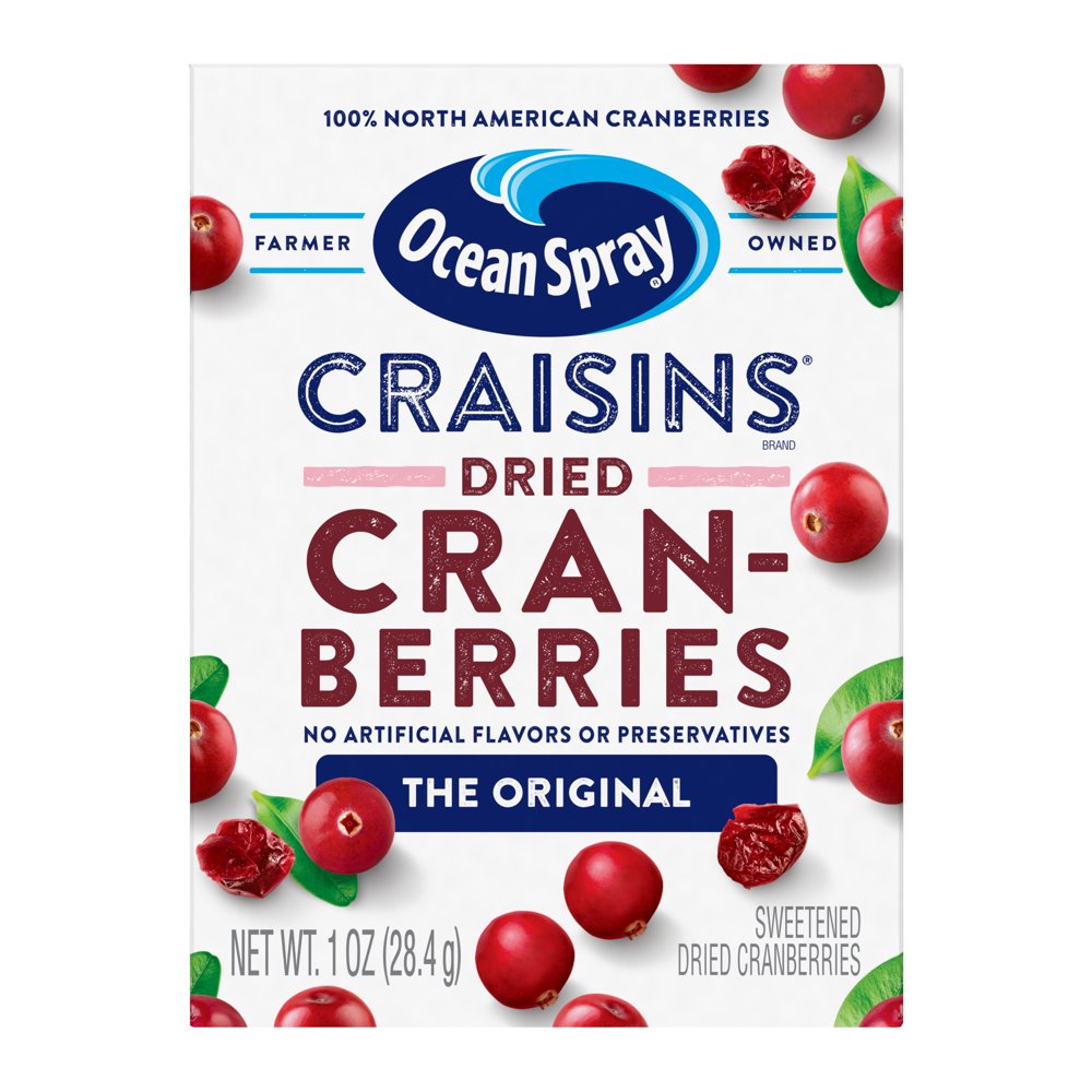Craisins Ocean Spray Original Dried Cranberries, 1 oz, 6 Count, Snack Packs