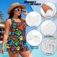 thumbnail image 6 of Xoenoiee Colorful Dog Paw Print Plus Size Tankini Swimsuit for Women Two Piece Tummy Control Bathing Suit Blouson Racerback Tankini Top with Shorts, 2XL, 6 of 7