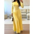thumbnail image 6 of Women's Fall Long Sleeve Wedding Guest Dresses One Shoulder Elegant Formal Pleated Midi Maxi Dress Yellow L, 6 of 7
