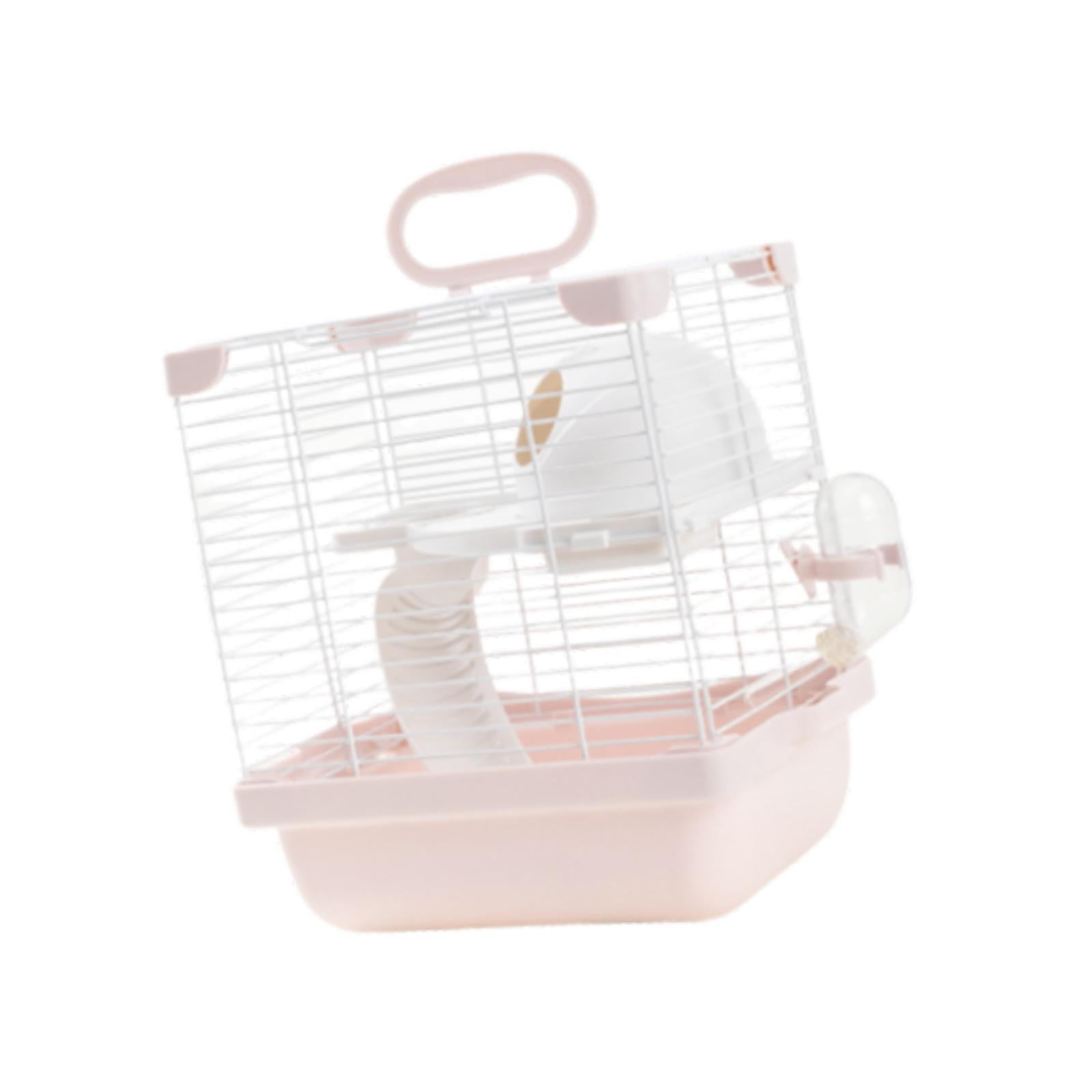 Bothyi 2 Layers Hamster Habitats Cage Detachable Bottom Tray Versatile 7.4x9x11inch Pink