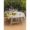 thumbnail image 3 of Outdoor Tablecloth with Umbrella Hole for Patio/Picnic/Party/Camping, Sunflowers Waterproof Table Cloth Rectangle Table Cover Washable, Floral Green Leaves Bees Watercolor Wooden (54"x 80"), 3 of 8