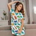 thumbnail image 3 of Naloa Colorful Dinosaur Print Women Nightgowns,Womens Loungewear,Short Sleeve Sleepwear,Comfy Ladies Nightdress, 3 of 6