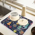 thumbnail image 2 of Yayeee Dish Drying Mat for Kitchen Counter 16" x 18" Microfiber Super Absorbent Coffee Decorative Pad, Dark Blue Christmas, 2 of 9