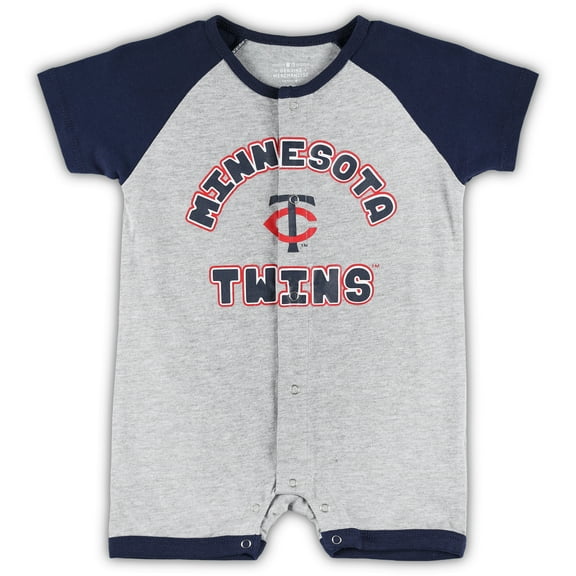 Infant  Heather Gray Minnesota Twins Extra Base Hit Raglan Full-Snap Romper