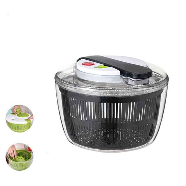 Salad Spinner With Bowl, Colander, Strainer, Storage Lid Fruit Washing Bowl, Vegetable Dryer, Multi-Use Pasta And Fries Spinner, Compact And Convenient, 3 Qt Medium 3L Black