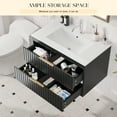 thumbnail image 2 of Tolead 30-Inch Floating Bathroom Vanity with Sink, White Ceramic Cabinet with 2 Drawers, Black, 2 of 7