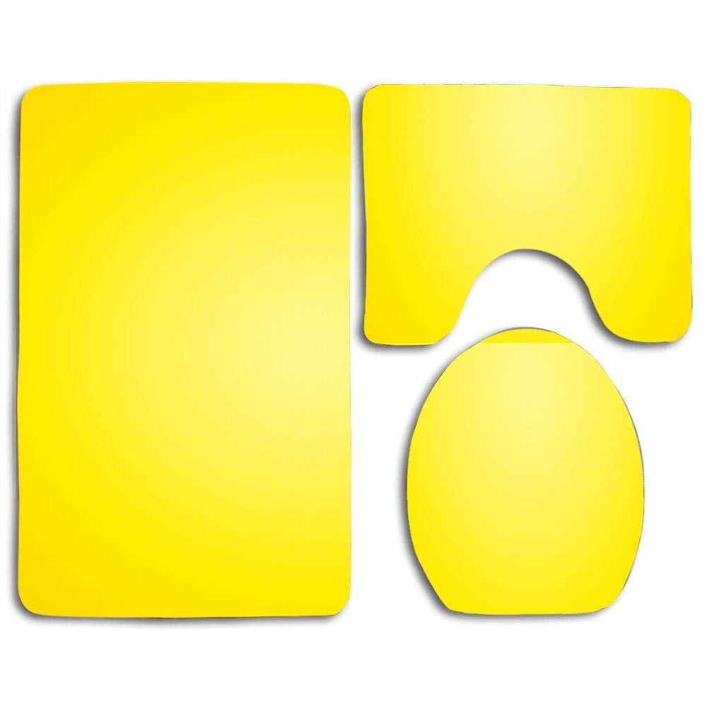 GOHAO Yellow 3 Piece Bathroom Rugs Set Bath Rug Contour Mat and Toilet