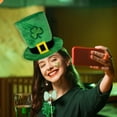 thumbnail image 3 of BWASD Top Hat for Women Men Clover Printed Wide Brim Hats Shamrock Green Caps St. Patrick's Day Costume Irish Party Accessory Green, 3 of 5