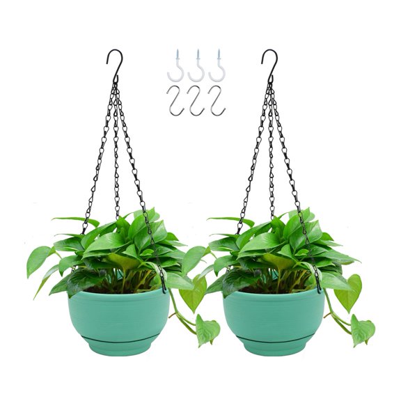Growneer 8 Green Round Hanging Planters