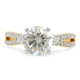 thumbnail image 2 of 1 3/5 ct. t.w Center 7MM Round Cut Lab Created Moissanite Diamond Split Shank 3-Stone Engagement Ring In 14K Yellow Gold Over Sterling Silver(G-H Color, VVS1 Clarity, 1.60 Cttw)-7.5, 2 of 7