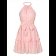 thumbnail image 1 of Vestido Sin Mangas con Espalda Descubierta y Volantes Rosa S, 1 of 10