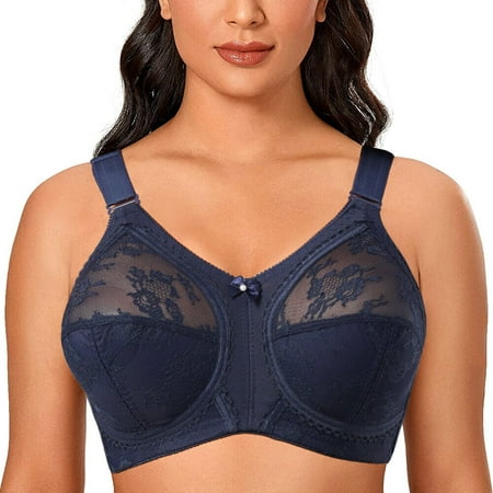 

Women s Plus Size Minimizer Sleep Unlined Full Coverage Lace Wirefree Bra 46G