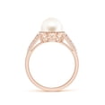 thumbnail image 4 of ANGARA Freshwater Cultured Pearl and Coffee Diamond Halo Ring in 14K Rose Gold for Women | June Birthstone, Birthday, Anniversary, Jewelry Gift for Women | Pearl Ring, 4 of 8