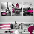 thumbnail image 6 of Hot Pink Paris Canvas Wall Art Prints Bathroom Bedroom Decor Eiffel Tower Cityscape Posters for Girls Room Decorations Lover Tele Booth Bus Car Street Painting Picture Artworks 12×16" 3 Pcs, 6 of 6
