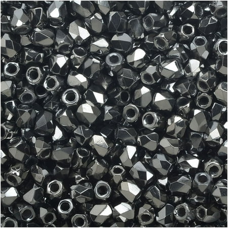 - True2 Czech Fire Polished Glass, Faceted Round Beads 2mm, 50 Pieces, Crystal Full Chrome
