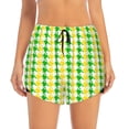 thumbnail image 2 of KLL yellow and green houndstooth Pattern Shorts Women,Athletic Shorts High Waisted Running Shorts Pocket Sporty Short Gym Elastic Workout Shorts-X-Large, 2 of 7