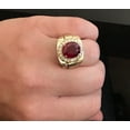 thumbnail image 2 of 6ct Lab Craeted Diamond & Ruby 14k Yellow Gold Plated Men's Ring, 2 of 2